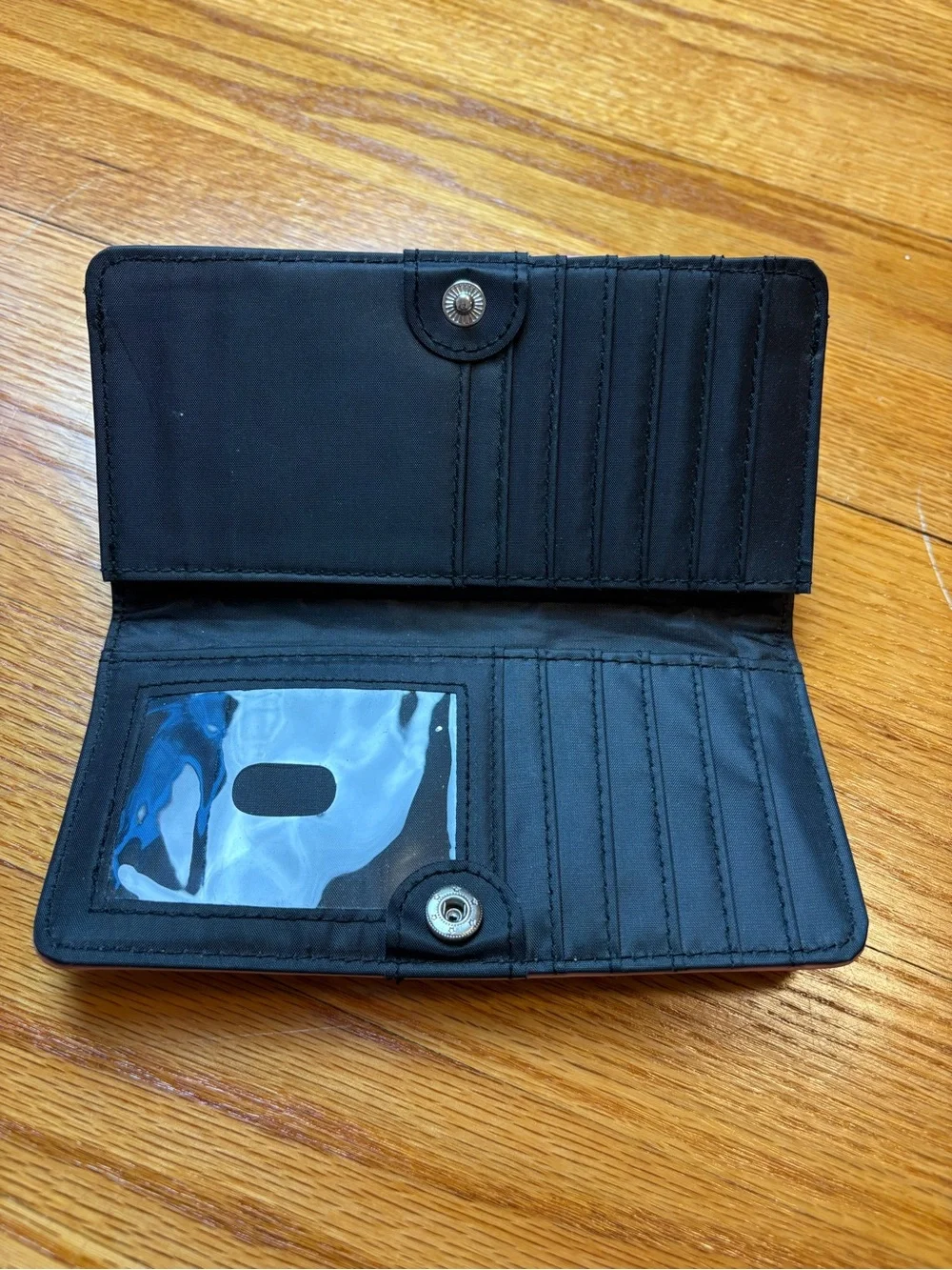 Tahari Blush Pink Fold-Over Wallet with Silver Logo - Picture 3 of 5